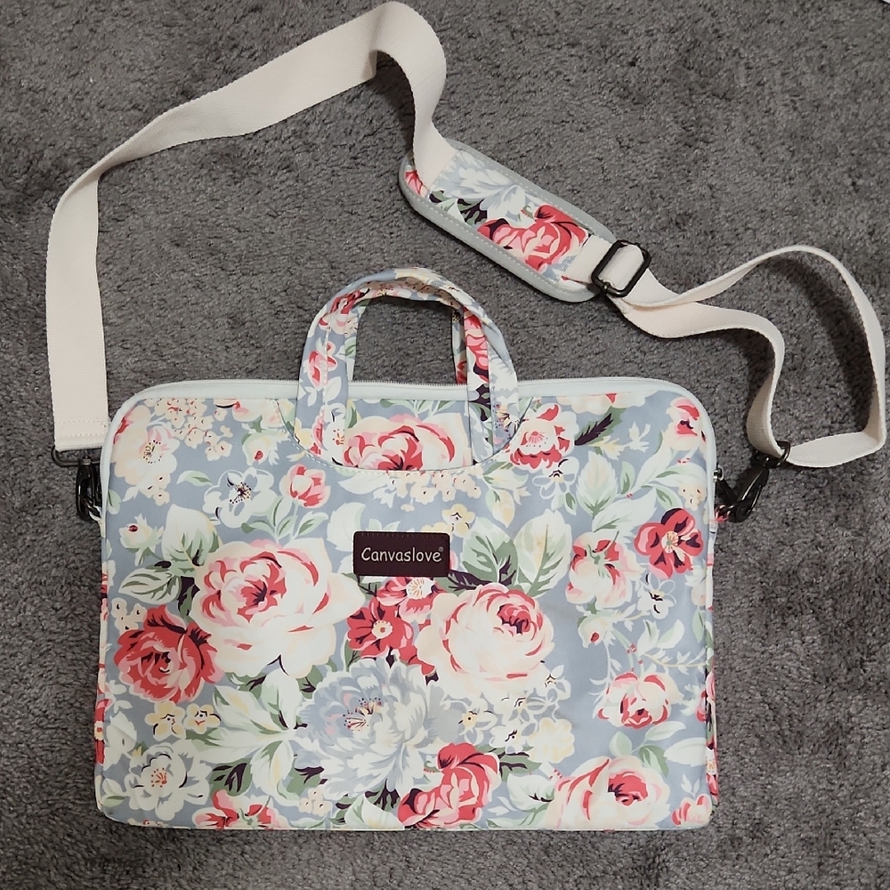 Canvaslove Floral Laptop Bag with Adjustable Strap